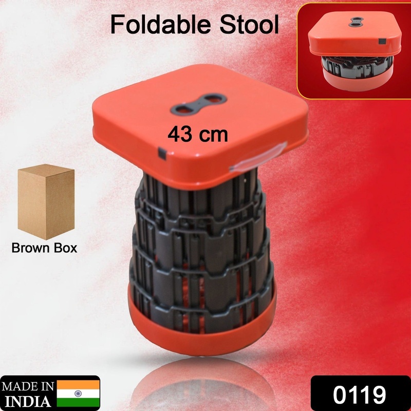 0119  Portable Telescopic Folding Stool, Retractable Folding Stools Portable Lightweight for Indoor and Outdoor Travel, Fishing, Camping, Garden Use (43 Cm)