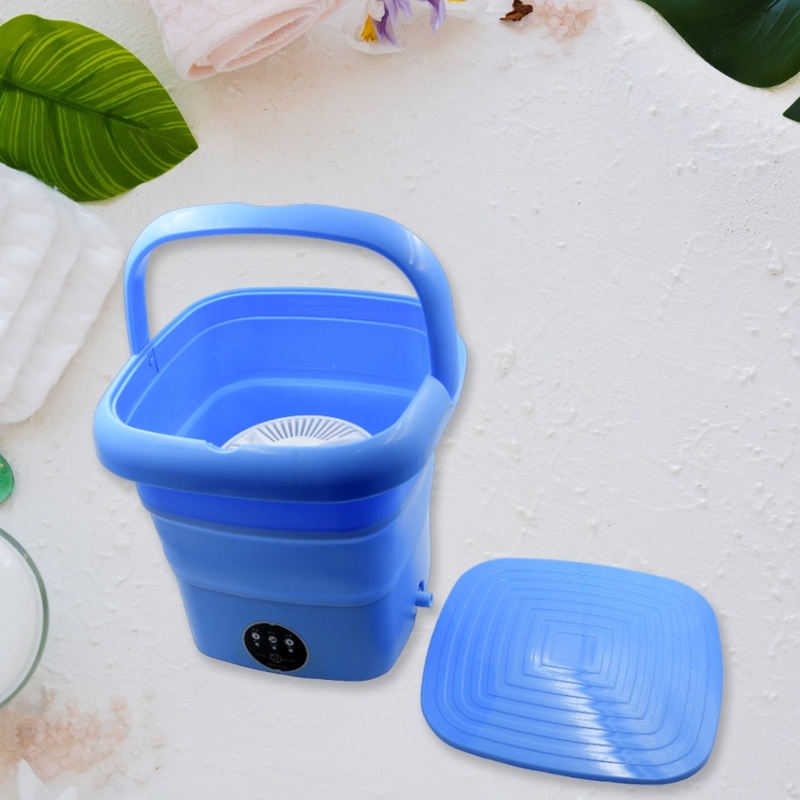1335B Mini Washing Machine Foldable Mini Washer with Drain Basket Portable Washing Machine Foldable for Laundry Travel Camping RV Baby Clothes