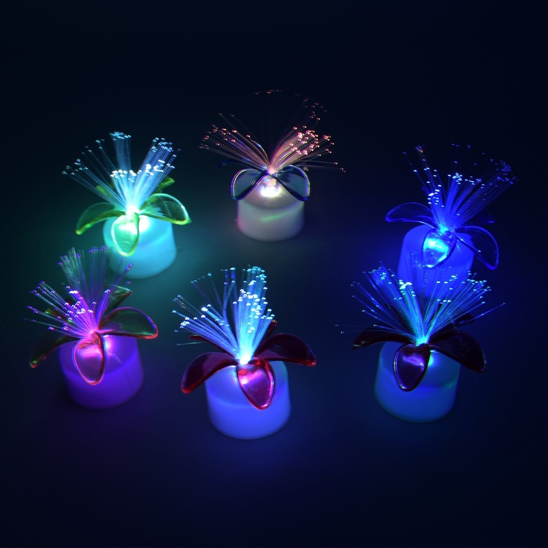 6237A Fiber Optic Light, Mini Color Change LED Table Centerpieces,  Light Up Candle – Pack of 6