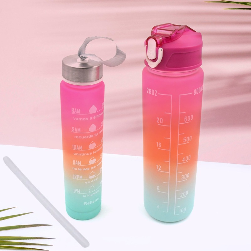 0286 Plastic Water Bottle 2 pc Different Size Bottle High Quality Water Bottle Plastic Water Bottle BPA-Free & Leak-Proof!  Cartoon Printed Design for Kids’ School, For Fridge, Office, Sports, School, Gym, Yoga (2 Pc Set)