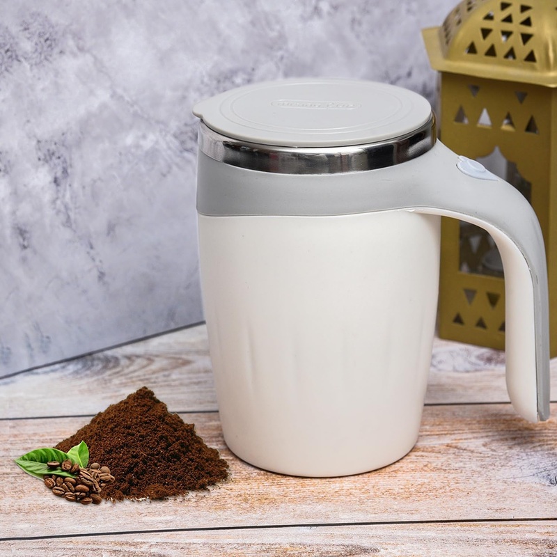 5545 Stirring Coffee Mug | Magnetic Stirring Coffee Cup | Stainless Steel Mug for Milk | Self Stirring Coffee Mug, Suitable for Coffee / Milk / Hot Chocolat | Battery Operated