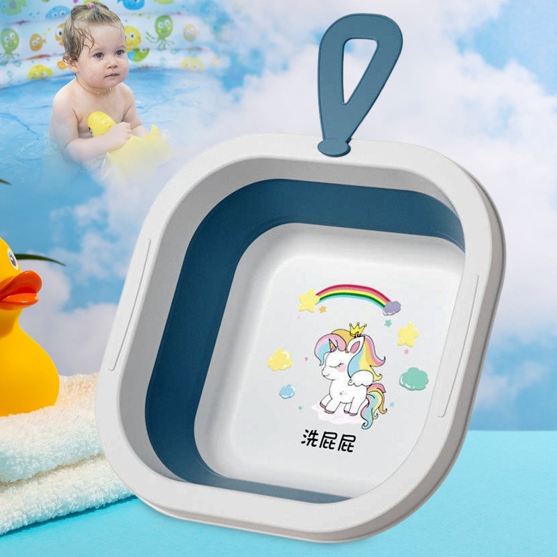 17511 Wash Basin, Space Saving Multi Function Foldable Baby Wash basin Easy Clean Lightweight Thicken for Washing Face for Home (2828 Cm / 1 pc)