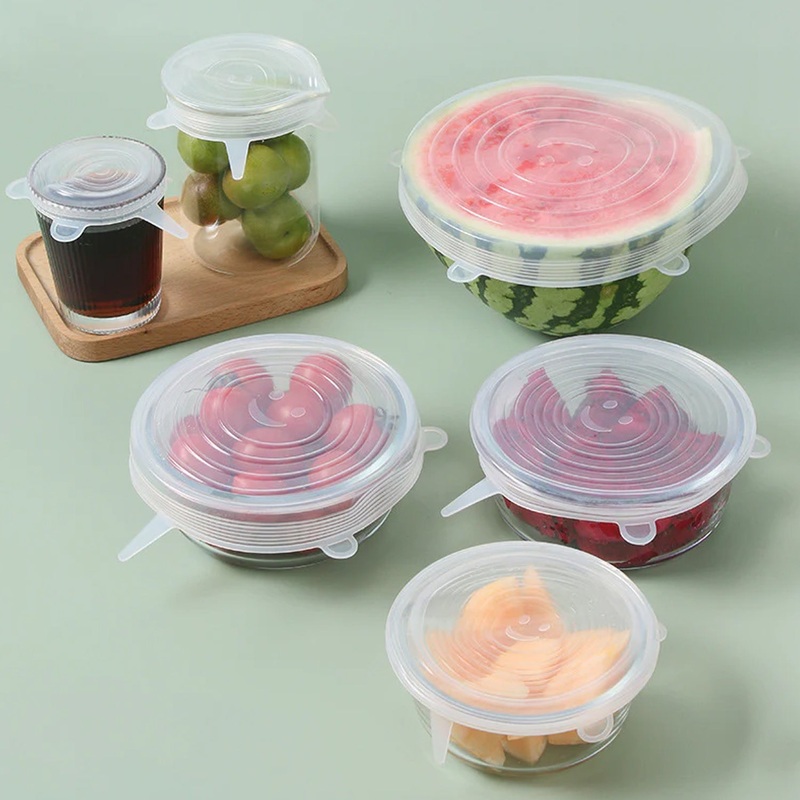 5619 Silicone Stretch Lids, Reusable Durable Food Storage Covers for Bowls, Fit for Different Sizes & Shapes of Container, Dishwasher & Freezer Safe – Set of 6 (113 Gm)
