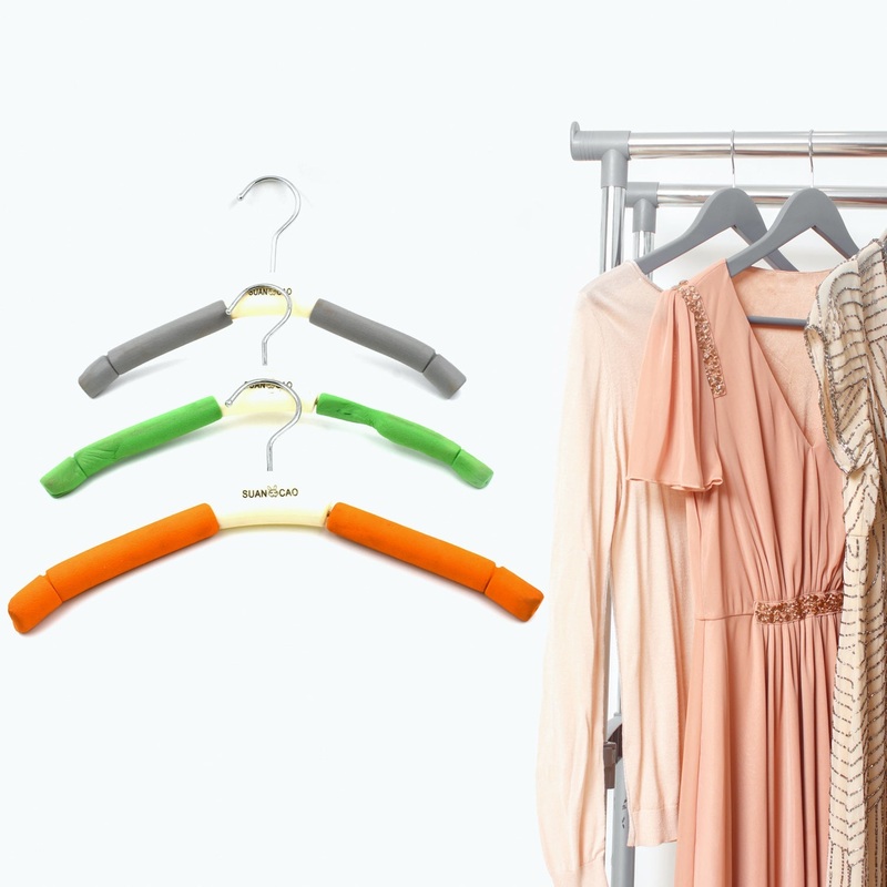 Solid Sponge Hanger Non-Slip Hanger Home No Trace Clothes Hanging Pants Clip Clothing Store Hangers,Clothes Hanger for Closet Wedding Dress Women, Men, Children Clothing (1 Pc / Mix Color)