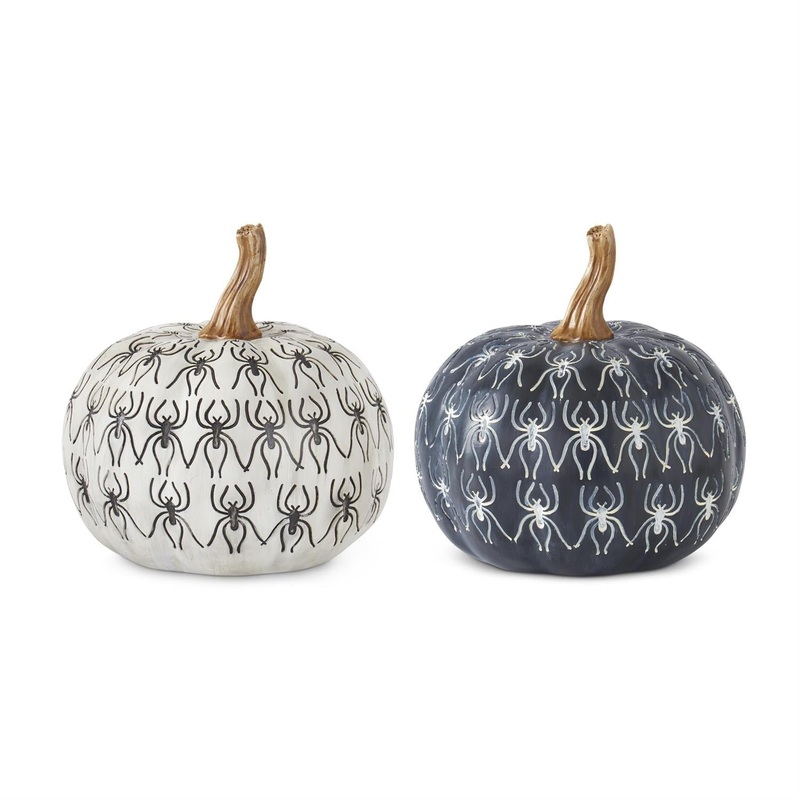 BLACK AND WHITE SPIDER PUMPKINS