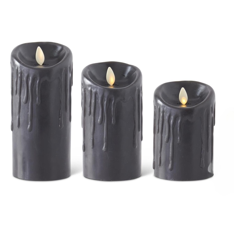 BLACK FLAMELESS PILLAR CANDLE