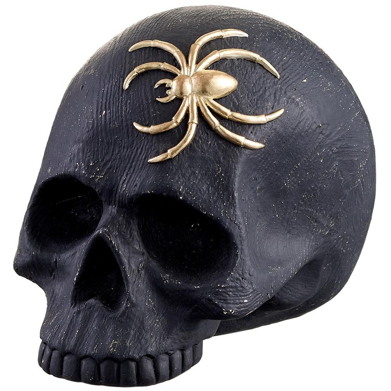 BLACK SKULL WITH SPIDER DECORATION