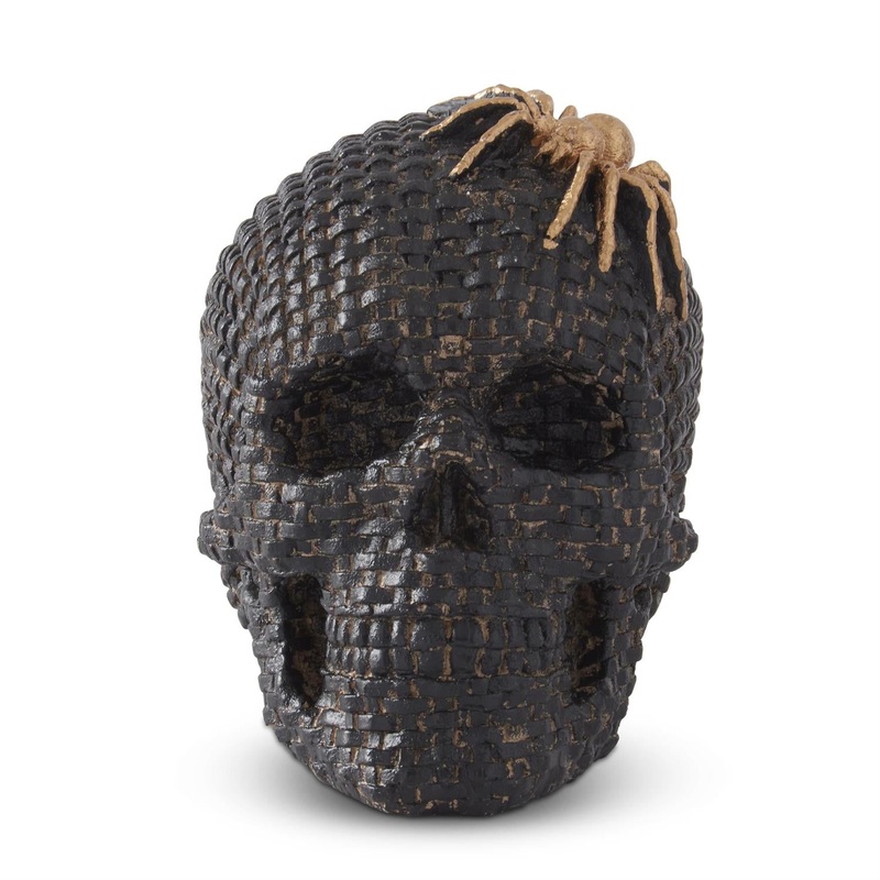 BLACK WOVEN SKULL WITH GOLD SPIDER