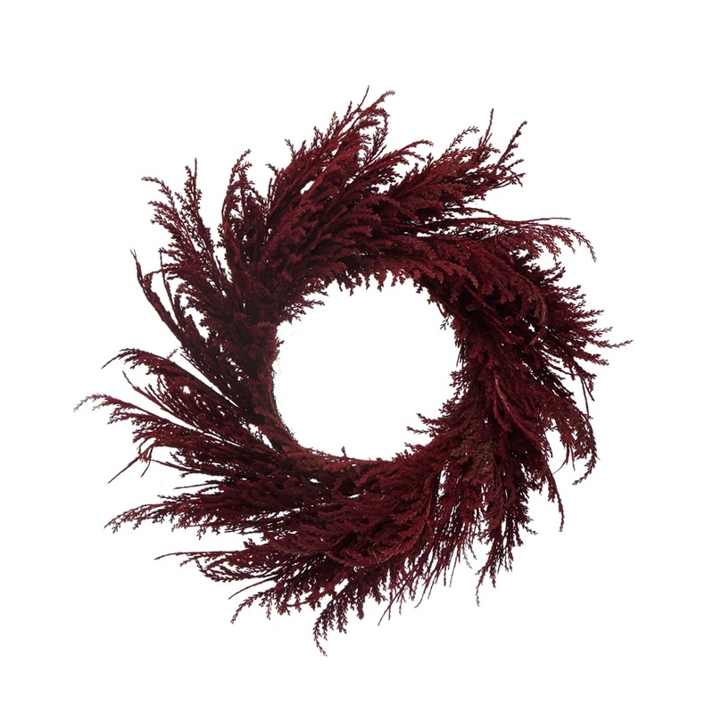 FAUX PAMPAS GRASS WREATH – BURGUNDY