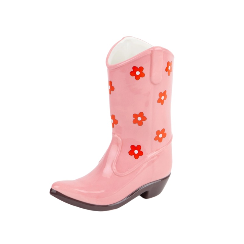 FLORAL COWBOY BOOT VASE