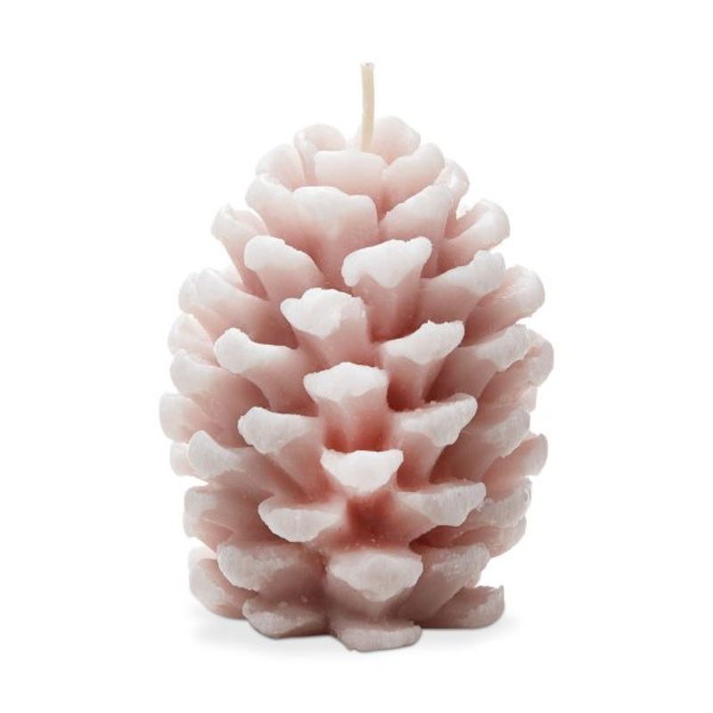 FROSTED BEIGE PINE CONE CANDLE