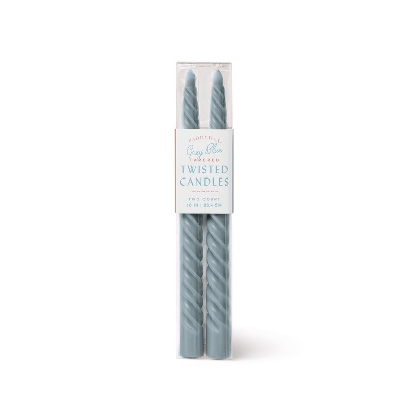 GREY BLUE TWISTED TAPER CANDLES