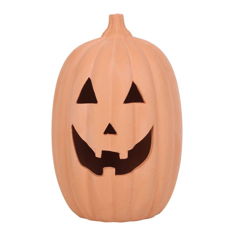 LARGE TERRACOTTA HALLOWEEN PUMPKIN DECORATION