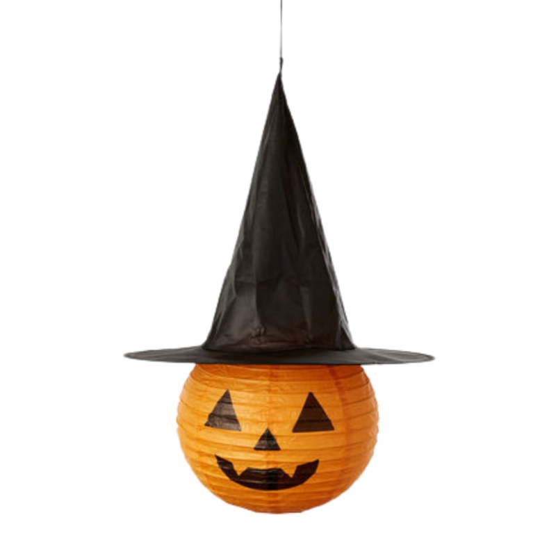 PUMPKIN LANTERN WITH WITCH HAT