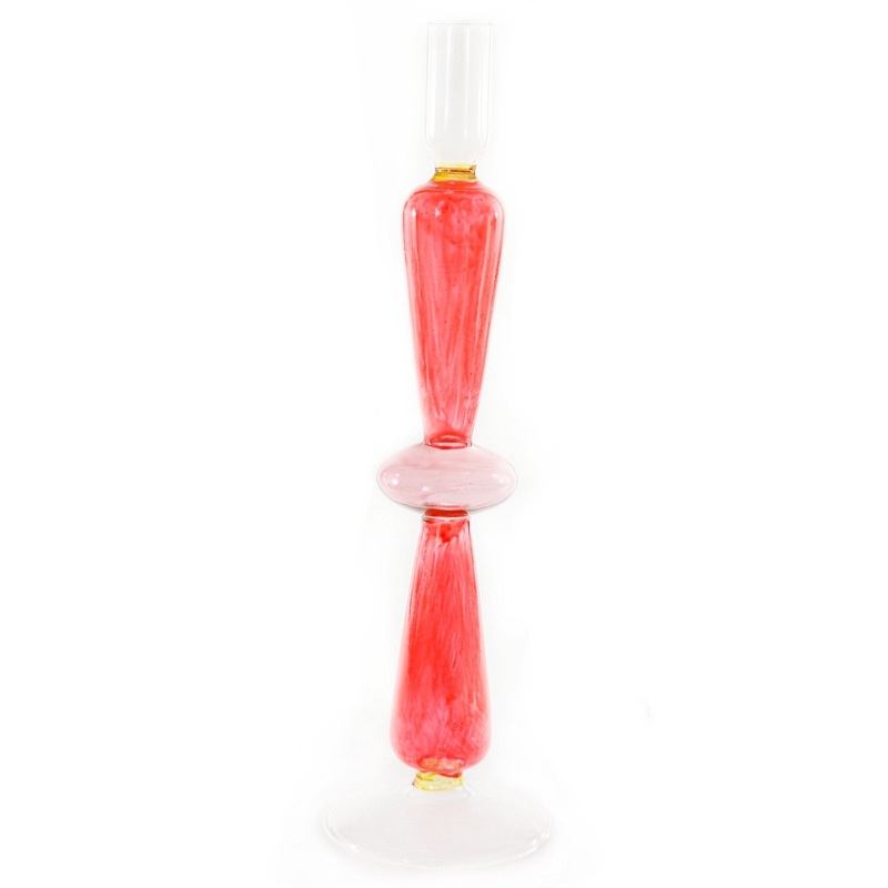 RED COLORBLOCK CANDLESTICK HOLDER