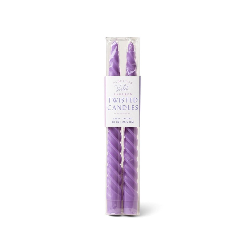 VIOLET TWISTED BOXED TAPER CANDLES