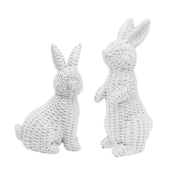 WHITE WICKER BUNNY