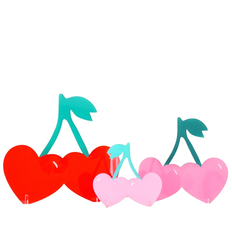 ACRYLIC HEART CHERRY DECORATION SET