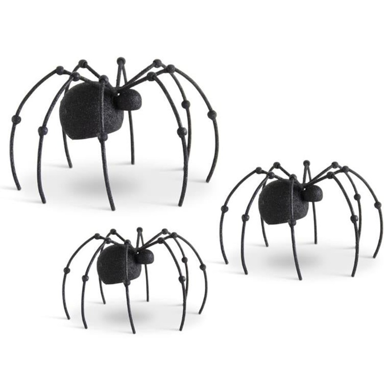 BLACK GLITTER METAL SPIDERS