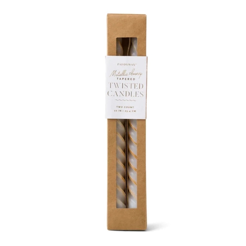 METALLIC IVORY TWISTED TAPER CANDLES