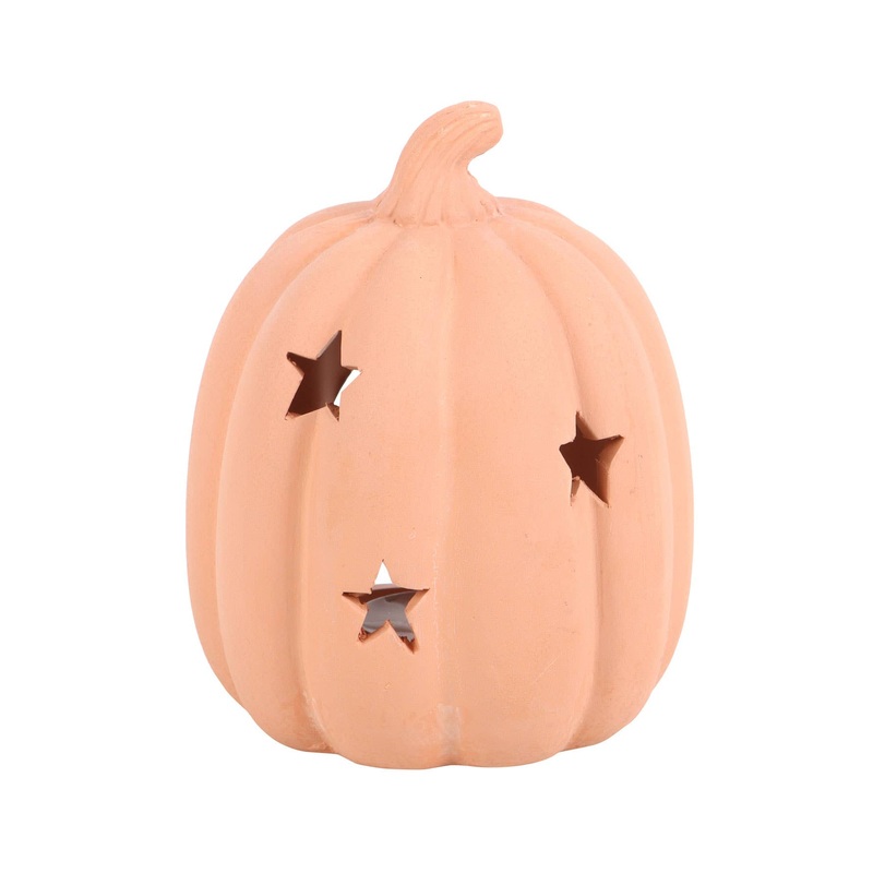 TERRACOTTA HALLOWEEN PUMPKIN TEALIGHT HOLDER