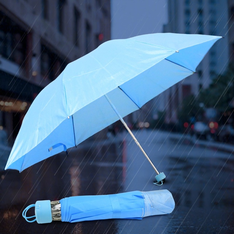 3-Fold Sun & Rain Protective Solid Foldable Umbrella (1 pc)