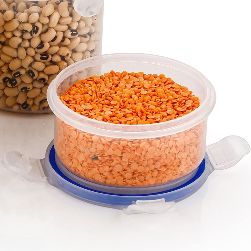 5828 Round Plastic Airtight Food Storage Containers with Leak Proof Locking Lid Storage container set of 3( Approx Capacity 500ml,1000ml,1500ml, Transparent) – 3 Pc Set