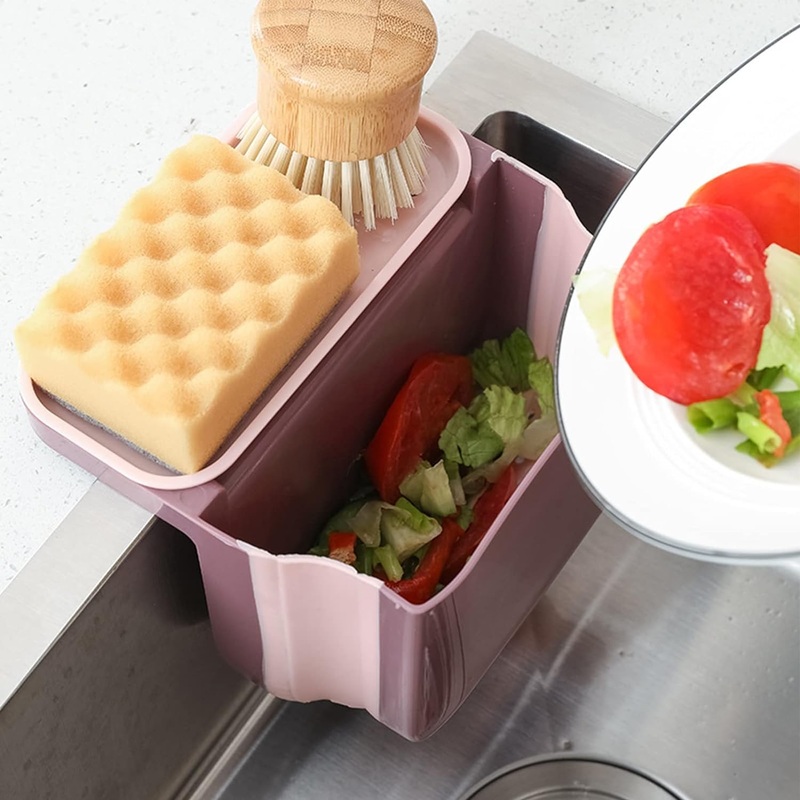 Small Multifunction Sink Drain Basket – Universal & Foldable – Sink Trash Holder Sink Side Storage Drainer Strainer Basket, Foldable Kitchen Sink Drain Strainer for Food,Dish Drainer for Fruits, Vegetables