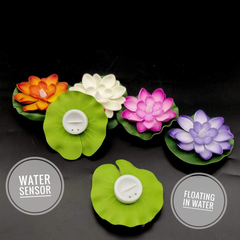 Water Floating Smokeless Candles & Lotus Flowers Sensor Led TeaLight for Outdoor and Indoor Decoration – Pack of 6 Candle (Pack of 6)