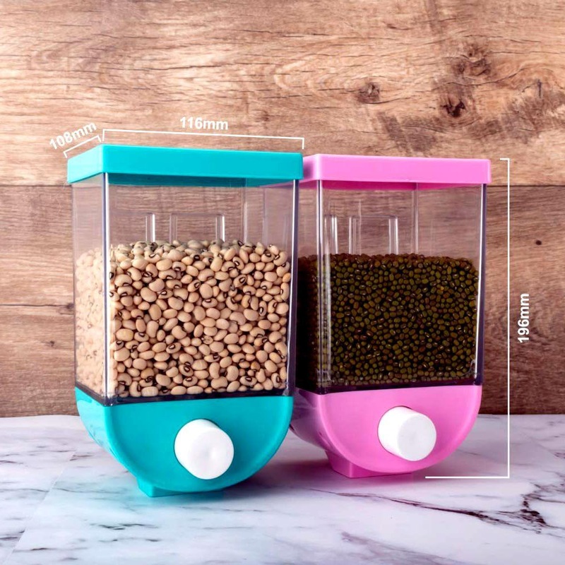 Wall Mounted Cornflakes / Cereal / Pulses / Beans / Oatmeal / Namkeen / Dry Food Storage Box / Tank – 1100 ml (assorted color)