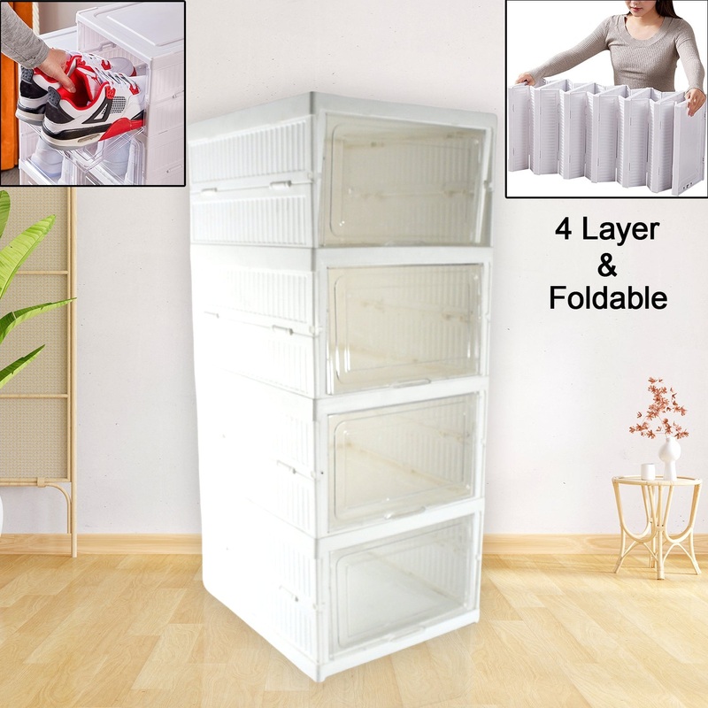 Stackable Multifunctional Storage, for Clothes Foldable Drawer Shelf Basket Utility Cart Rack Storage Organizer Cart for Kitchen, Pantry Closet, Bedroom, Bathroom, Laundry (3 Layer / 1 Pc)