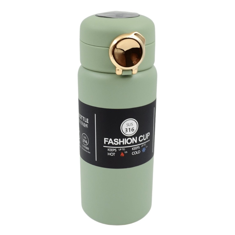 Thermos steel Bottle, 450 ML, Push Button | Fashion cup Temperature Display Bottle