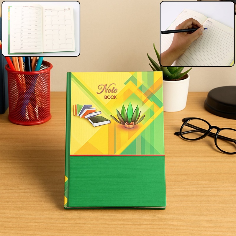 Hardcover Ruled Notebook with Calendar & 160 Pages 22×16 cm (1 Pc)