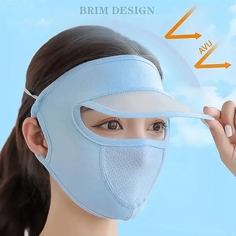 Women’s Full Face UV Protection Cap with Built-in Mask and Wide Brim Visor  Breathable (1 Pc)