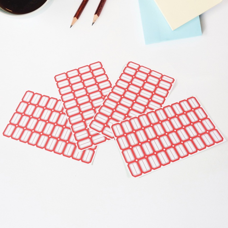 Multipurpose Blank Label Sticker Sheets Red Border Self-Adhesive Writable Stickers for Bottles (50 Sheet)