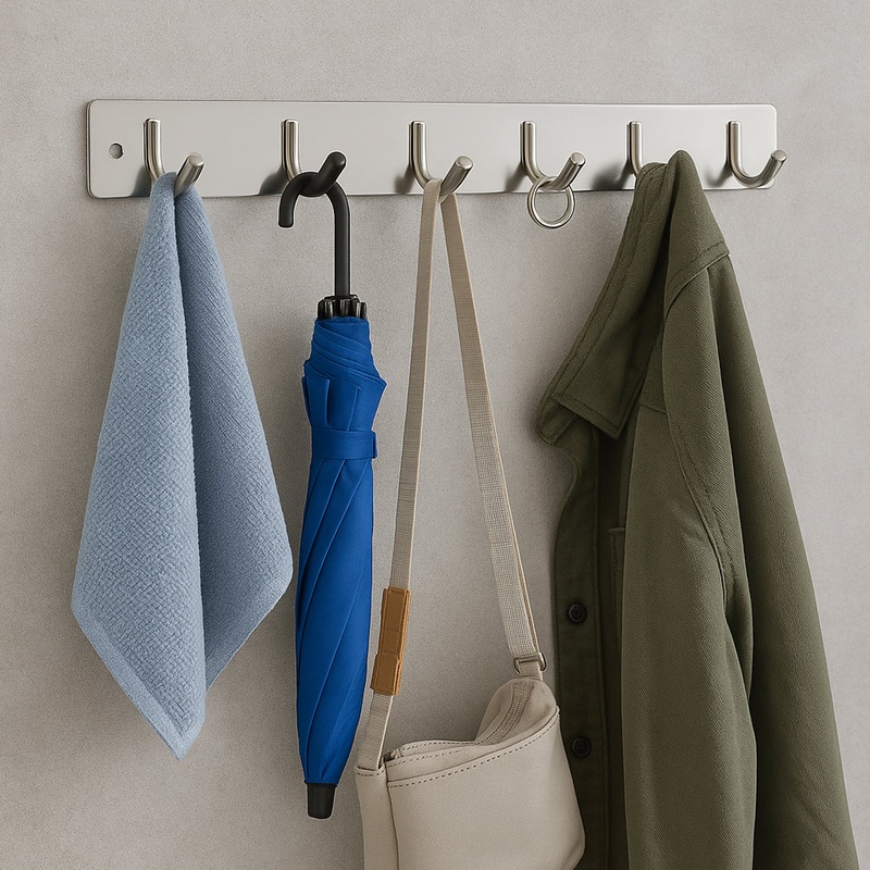Stainless Steel Wall Mounted Coat 6 Hook Rack (32×3 / 1Pc)