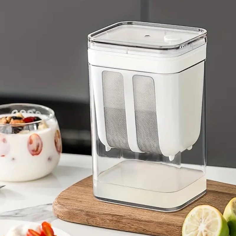 2 in 1 Yogurt Strainer with Storage Box  1100ml (Plastic + Steel)