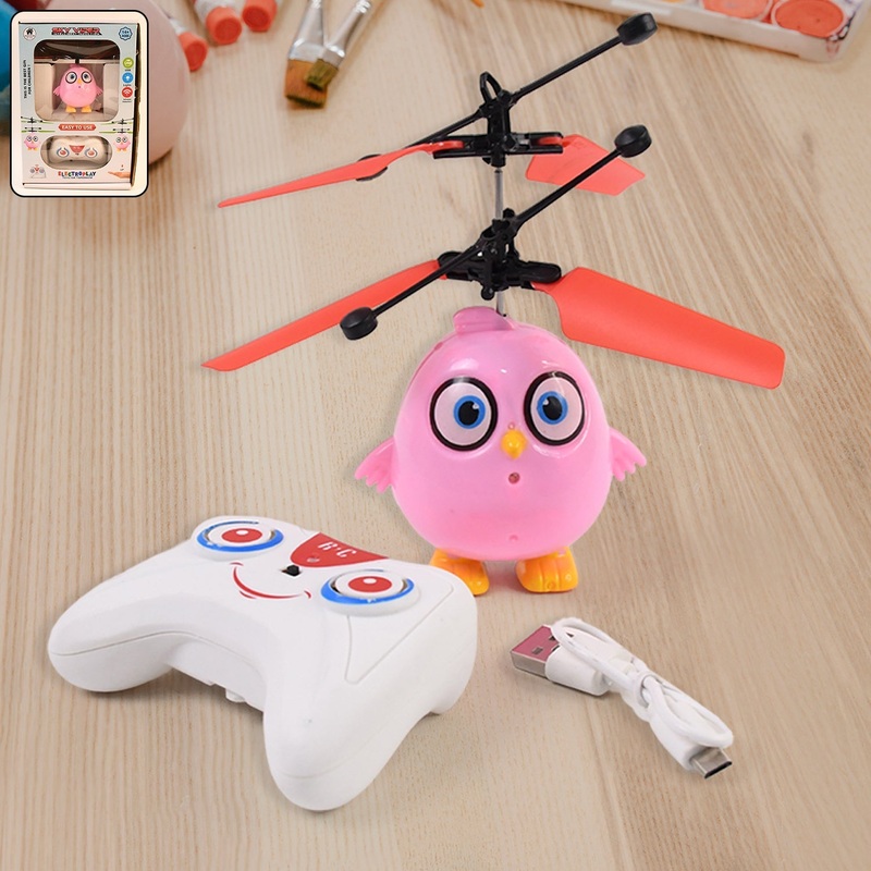 Electroplay Flying Bird RC Toy with LED & Remote Control  Pink Owl Design (1 Set)