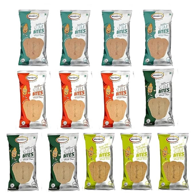 Maniarr’s Slim Bite Jain Khakhra with 4 Flavors (Pack of 13), 780 Grams Wheat Khakhara, Healthy & Crispy, Low Carb Snack