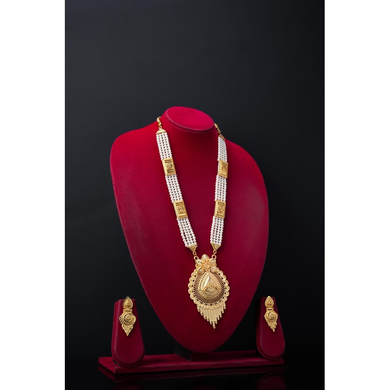MOTI HAR RANI SET With Earrings, Gold Plated Jewellery Set
