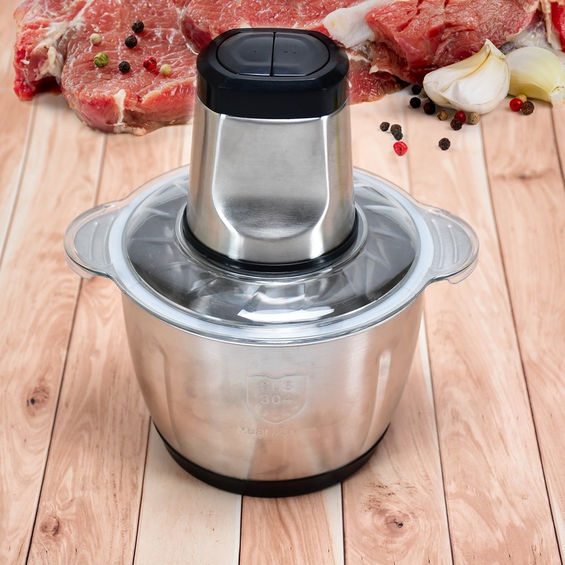 STAINLESS STEEL ELECTRIC MEAT GRINDERS WITH BOWL HEAVY FOR KITCHEN FOOD CHOPPER, MEAT, VEGETABLES, ONION , GARLIC SLICER DICER, FRUIT & NUTS BLENDER (2L, 250WATTS)