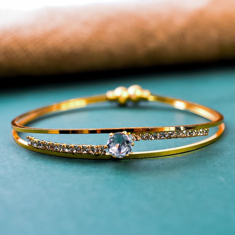 Women’s Brass & Stone Adjustable Kadli Bangle