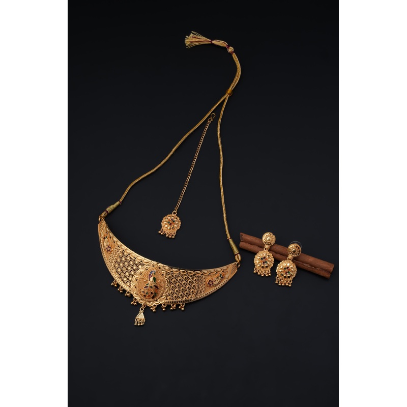 WOMENS CHOKER SET WITH EARRINGS WITH TIKA
