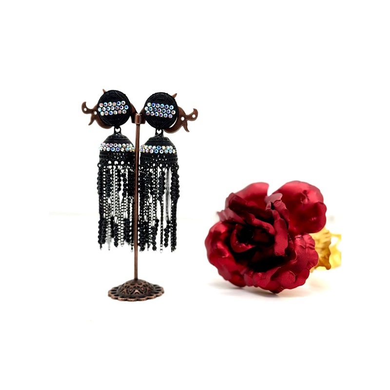 Elegant Diamond-Studded Jhumka Earrings
