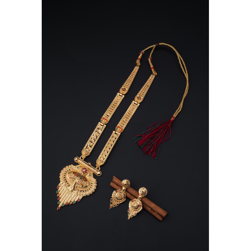 Elegant High Gold Rani Haar with Micro Gold Plated Jewellery Set