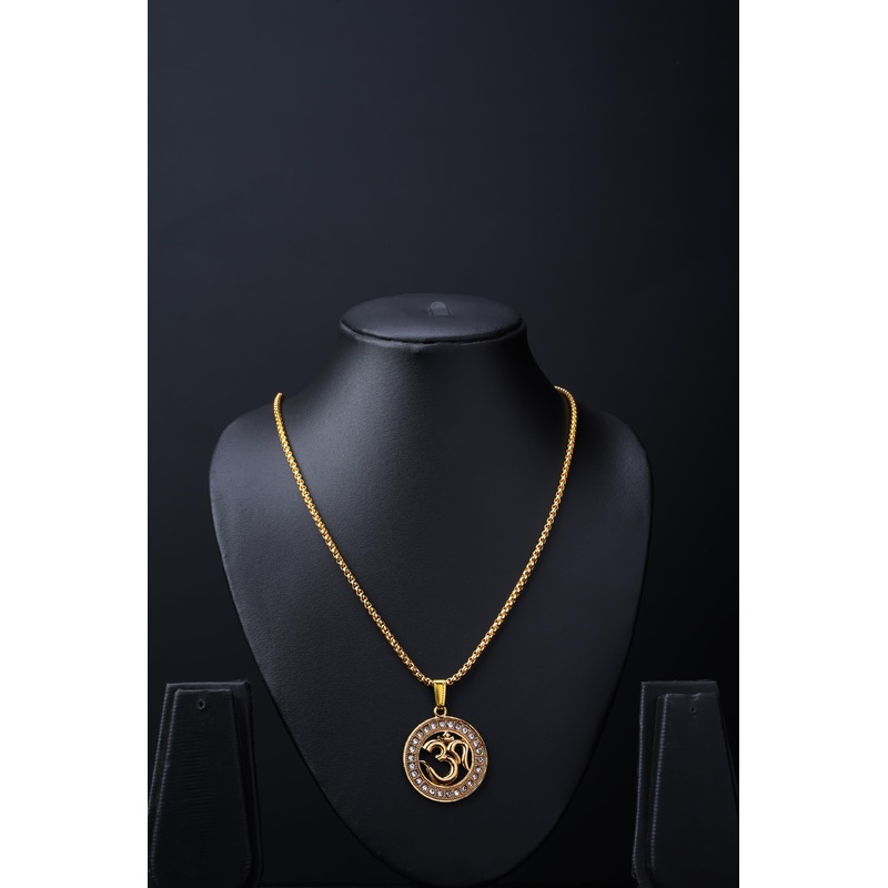 Om Diamond Pendant Gold Plated Gold-plated Brass