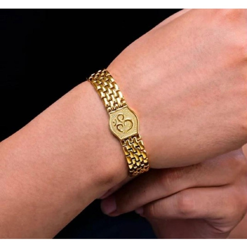 Om Premium Gold Brass Plated Bracelet | Spiritual Jewellery for Men & Women