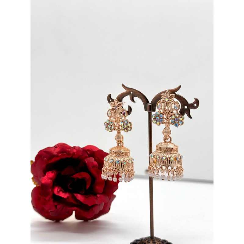 Traditional Rose Design Earring Pair