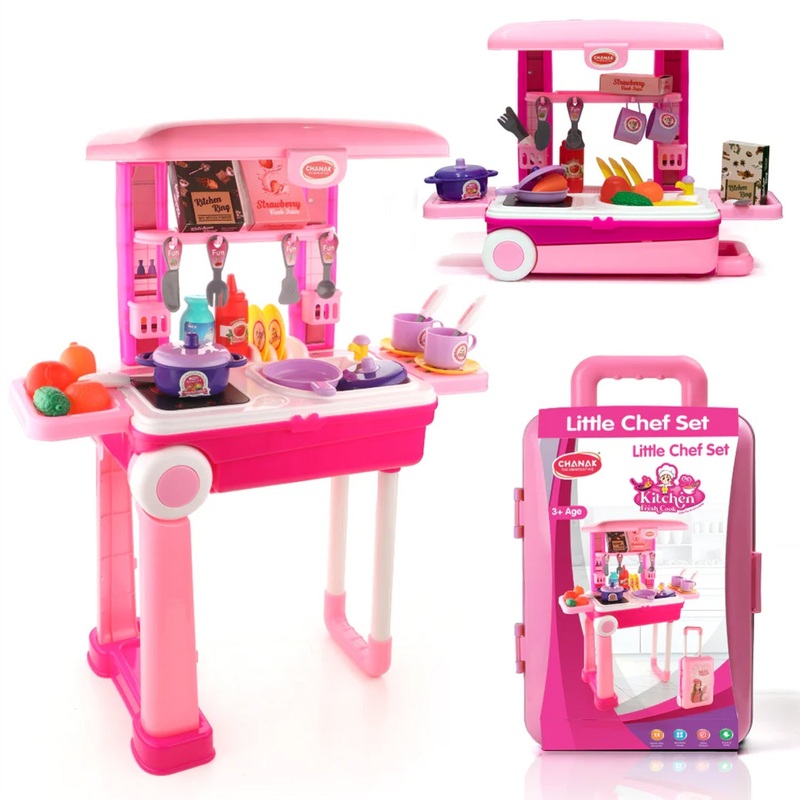3-in-1 Kitchen Set for Kids with Suitcase  Role Play Cooking Toy for Girls & Boys (3+)