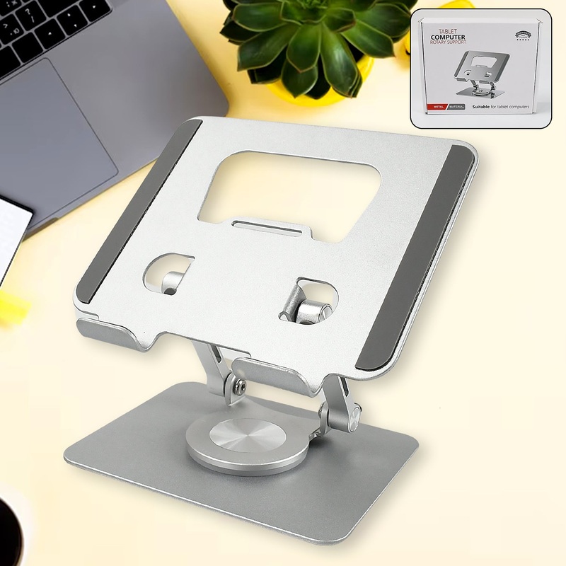 Aluminum Alloy 360Rotating Bracket, Adjustable Tablet Stand, Portable Foldable Ergonomic Tablet Support